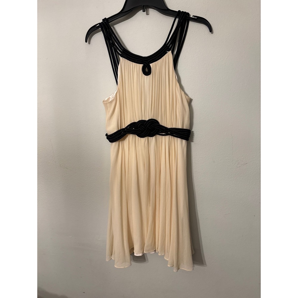 Nine West Dress Womens 6 Cream Excellent Pleated Rope Detail Mini